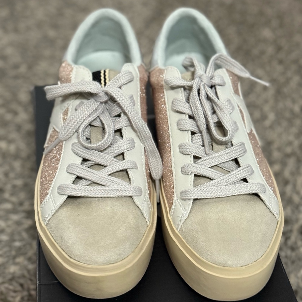 ShuShop Women's Sneakers in Pink Glitter and Cream